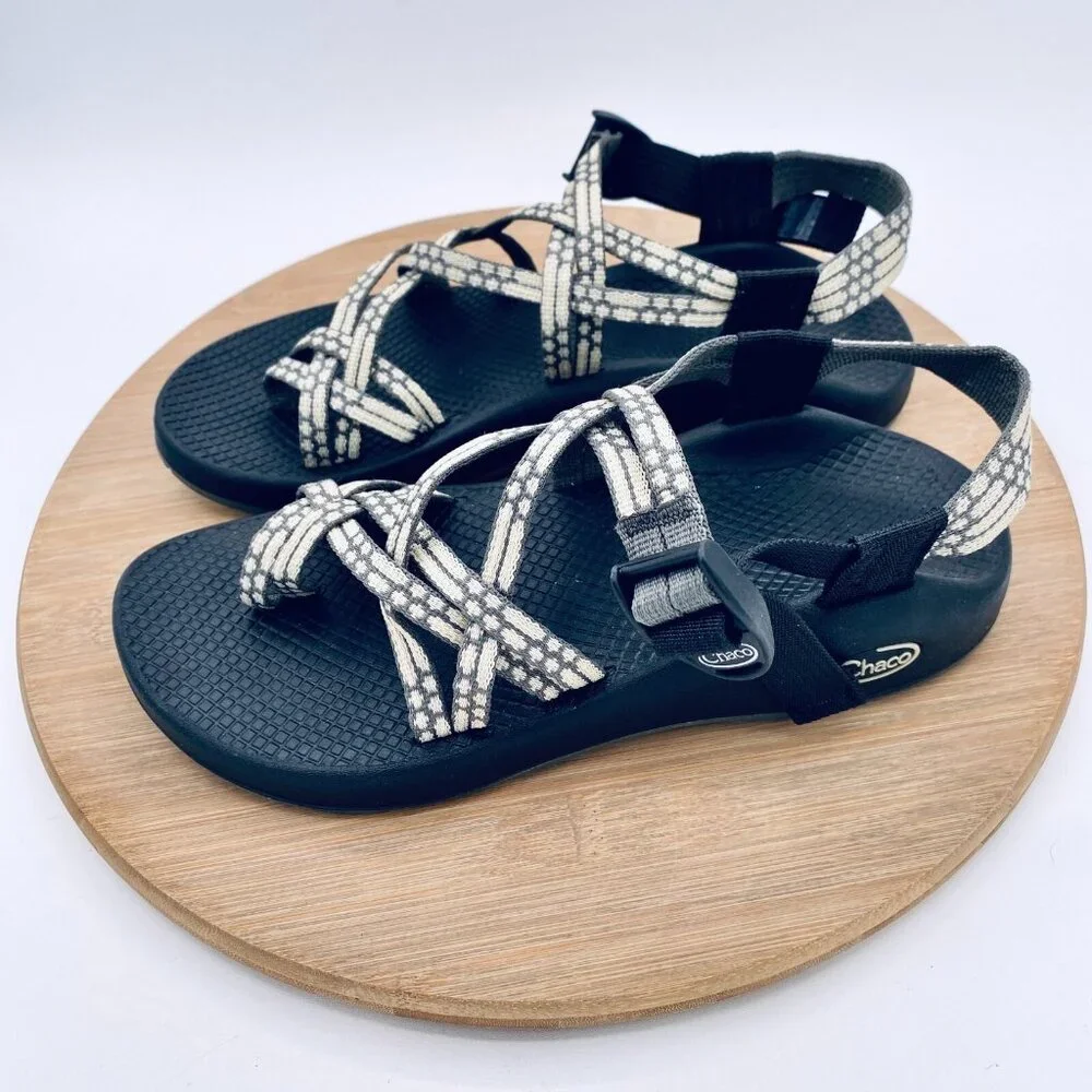 Chaco Women's Black Sandals with White Patterned Straps - Picture 6 of 10